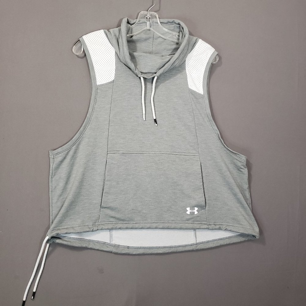 Under Armour UA Women's Tank Funnel Neck Loose fit Sleeveless Gray Top, XL